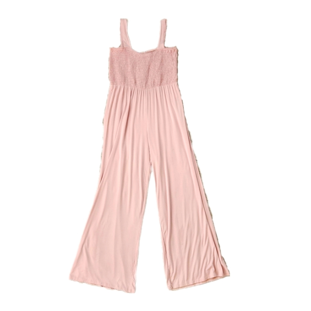 West Kei Smocked Bust Sleeveless Junpsuit In Blush Pink Women's Size Large